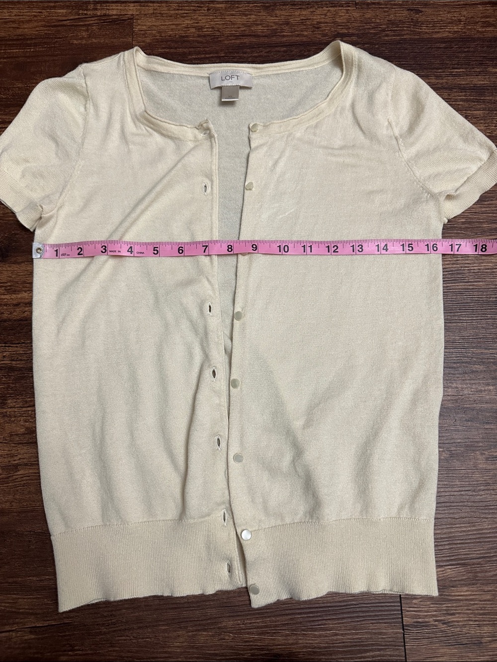 LOFT XS cream cardigan dainty short sleeve button down - Picture 5 of 6